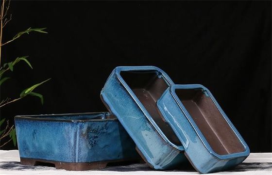 Mavi 30.3cmx21.6cmx10.5cm Seramik Sırlı Bonsai Saksıları