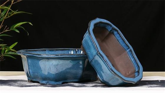 Sırlı Bonsai 30x23x10cm Mavi Seramik Kapalı Bitki Saksıları